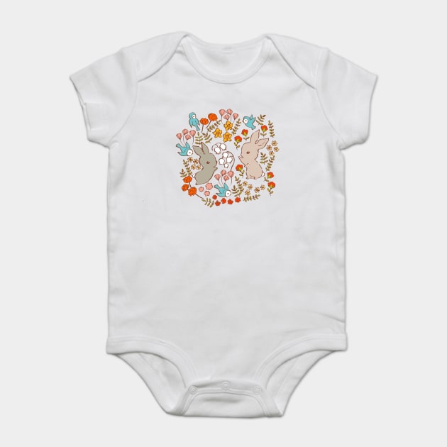 Vintage Bunnies in Spring Baby Bodysuit by Cecilia Mok